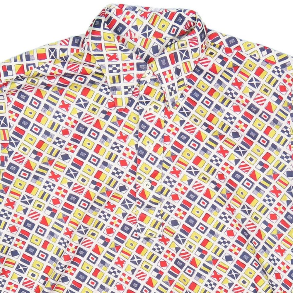 70s Vintage Maritime Signal Flags Semaphore Print Shirt L